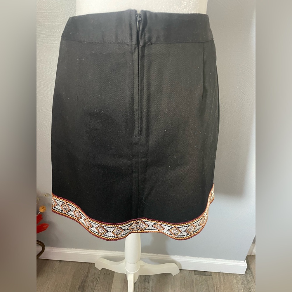 Y2K Braeve Black Denim Mini Skirt with Colorful Aztec Embroidery - Picture 2 of 6
